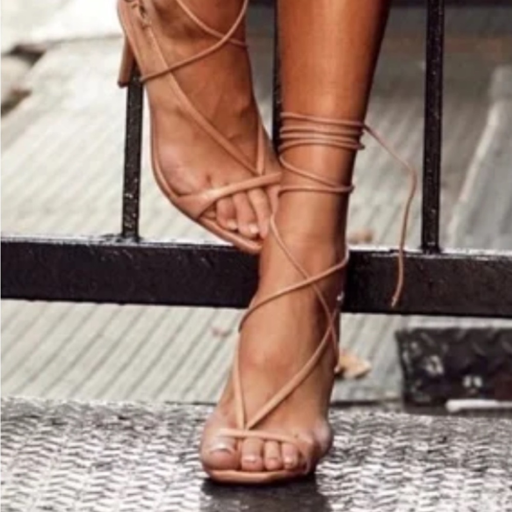 SCHUTZ Tan Lace-Up Heels
